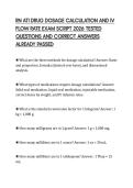 RN ATI DRUG DOSAGE CALCULATION AND IV FLOW RATE EXAM SCRIPT 2026 TESTED QUESTIONS AND CORRECT ANSWERS ALREADY PASSED