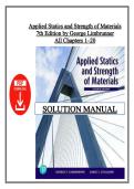 Solution Manual &ndash; Applied Statics and Strength of Materials&comma; 7th Edition by George Limbrunner - All 20 Chapters Covered