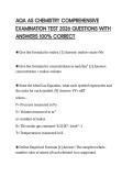 AQA AS CHEMISTRY COMPREHENSIVE EXAMINATION TEST 2026 QUESTIONS WITH ANSWERS 100&percnt; CORRECT