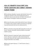 AQA AS CHEMISTRY EXAM SCRIPT 2026 TESTED QUESTIONS AND CORRECT ANSWERS ALREADY PASSED