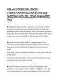 AQA AS PHYSICS 7407 1 PAPER 1 ACTUAL EXAM PAPER 2026 QUESTIONS WITH SOLUTIONS GRADED A&plus;