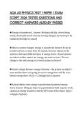 AQA AS PHYSICS 7407 1 PAPER 1 EXAM SCRIPT 2026 TESTED QUESTIONS AND CORRECT ANSWERS ALREADY PASSED