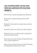 AQA AS PHYSICS PAPER 2 ACTUAL EXAM PAPER 2026 QUESTIONS WITH SOLUTIONS GRADED A&plus;