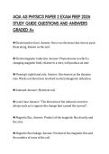 AQA AS PHYSICS PAPER 2 EXAM PREP 2026 STUDY GUIDE QUESTIONS AND ANSWERS GRADED A&plus;