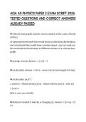 AQA AS PHYSICS PAPER 2 EXAM SCRIPT 2026 TESTED QUESTIONS AND CORRECT ANSWERS ALREADY PASSED