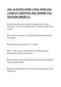 AQA AS PHYSICS PAPER 2 FINAL PAPER 2026 COMPLETE QUESTIONS AND ANSWERS FULL SOLUTION GRADED A&plus;