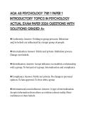 AQA AS PSYCHOLOGY 7181 1 PAPER 1 INTRODUCTORY TOPICS IN PSYCHOLOGY ACTUAL EXAM PAPER 2026 QUESTIONS WITH SOLUTIONS GRADED A&plus;