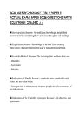 AQA AS PSYCHOLOGY 7181 2 PAPER 2 ACTUAL EXAM PAPER 2026 QUESTIONS WITH SOLUTIONS GRADED A&plus;