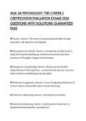 AQA AS PSYCHOLOGY 7181 2 PAPER 2 CERTIFICATION EVALUATION EXAMS 2026 QUESTIONS WITH SOLUTIONS GUARANTEED PASS
