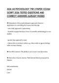 AQA AS PSYCHOLOGY 7181 2 PAPER 2 EXAM SCRIPT 2026 TESTED QUESTIONS AND CORRECT ANSWERS ALREADY PASSED