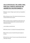 AQA AS PSYCHOLOGY 7181 2 PAPER 2 FINAL PAPER 2026 COMPLETE QUESTIONS AND ANSWERS FULL SOLUTION GRADED A&plus;