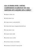 AQA AS SPANISH PAPER 2 WRITING COMPREHENSIVE EXAMINATION TEST 2026 QUESTIONS WITH ANSWERS 100&percnt; CORRECT