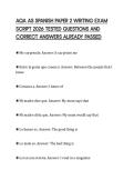 AQA AS SPANISH PAPER 2 WRITING EXAM SCRIPT 2026 TESTED QUESTIONS AND CORRECT ANSWERS ALREADY PASSED