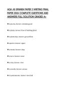 AQA AS SPANISH PAPER 2 WRITING FINAL PAPER 2026 COMPLETE QUESTIONS AND ANSWERS FULL SOLUTION GRADED A&plus;