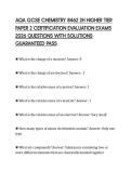 AQA GCSE CHEMISTRY 8462 2H HIGHER TIER PAPER 2 CERTIFICATION EVALUATION EXAMS 2026 QUESTIONS WITH SOLUTIONS GUARANTEED PASS