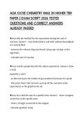 AQA GCSE CHEMISTRY 8462 2H HIGHER TIER PAPER 2 EXAM SCRIPT 2026 TESTED QUESTIONS AND CORRECT ANSWERS ALREADY PASSED