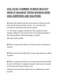 AQA GCSE COMBINED SCIENCE BIOLOGY PAPER 2F 8464&sol;B&sol;2F TESTED REVISION