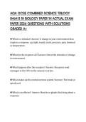 AQA GCSE COMBINED SCIENCE TRILOGY 8464 B 1H BIOLOGY PAPER 1H ACTUAL EXAM PAPER 2026 QUESTIONS WITH SOLUTIONS GRADED A&plus;