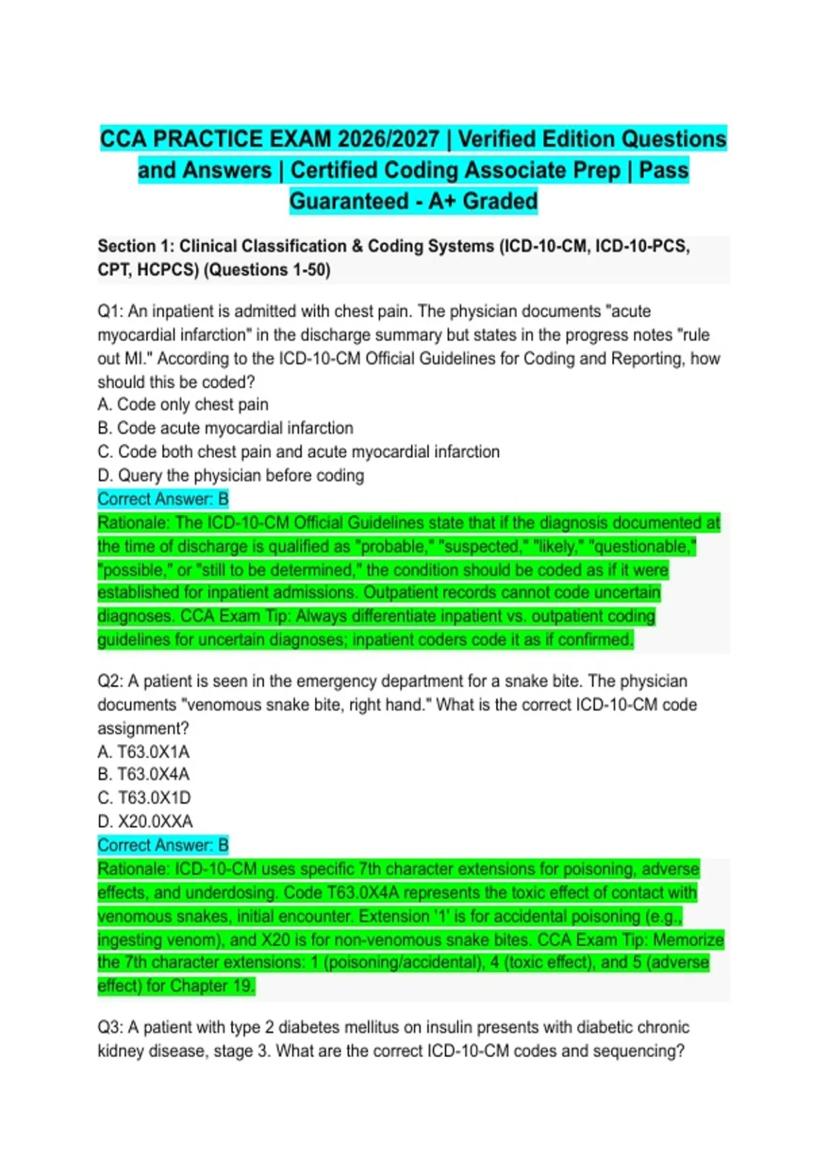 CCA PRACTICE EXAM 2026/2027 | Verified Edition Questions and Answers ...