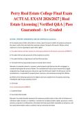 Perry Real Estate College Final Exam ACTUAL EXAM 2026&sol;2027 &vert; Real Estate Licensing &vert; Verified Q&A &vert; Pass Guaranteed - A&plus; Graded