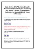 South Carolina &lpar;SC&rpar; LP Gas Dealer & Installer  Practice Exam 200 Questions &vert; PSI LLR Licensing  Test &vert; NFPA 58 & NFPA 54 &vert; Propane Installer  Certification Prep &vert; Updated 2026-2027 &vert; Instant  Pdf Download 