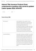 Missouri Title Insurance Producer Exam comprehensive questions fully solved & updated &lpar;Latest Update 2026&rpar; UPDATE&excl;&excl;