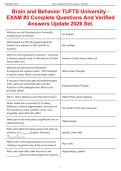 Brain and Behavior TUFTS University EXAM&num;3Complete Questions And Verified Answers Update 2026 Set&period;