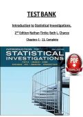 Test Bank for Introduction to Statistical Investigations&comma; 2nd Edition &ndash; Nathan Tintle & Beth L&period; Chance &vert; Chapters 1-11 Complete
