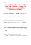 Texas Landscape Irrigator License Actual  Exam 2026 &ndash; Questions & Answers with  Rationales &vert; 100&percnt; Verified &vert; TCEQ  Compliant &vert; Graded A&plus;