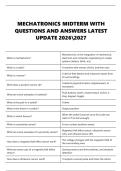MECHATRONICS MIDTERM WITH  QUESTIONS AND ANSWERS LATEST  UPDATE 20262027 