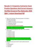 Compilation Bundle for Nevada C-3 Carpentry Contractor Exams Questions And Correct Answers &lpar;Verified Answers&rpar; Plus Rationales 2026 Q&A &vert; Instant Download Pdf