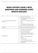 MUSIC HISTORY EXAM 2 WITH  QUESTIONS AND ANSWERS LATEST  UPDATE 20262027 