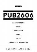 PUB2606 Assignment 2 Answers - Semester 1 2026 &vert; Due Date April 2026