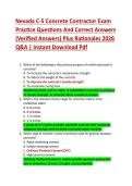 Compilation Bundle for Nevada C-5 Concrete Contractor Exams Practice Test Questions And Correct Answers &lpar;Verified Answers&rpar; Plus Rationales 2026 Q&A &vert; Instant Download Pdf