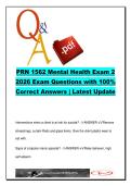 PRN 1562 Mental Health Exam 2 Q&A &lpar;150 Questions&rpar; Psychiatric Disorders&comma; Medications&comma; Therapeutic Nursing Care 2026