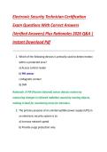 Electronic Security Technician Certification  Exam Questions With Correct Answers  &lpar;Verified Answers&rpar; Plus Rationales 2026 Q&A &vert;  Instant Download Pdf