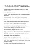 NUR 180 MENTAL HEALTH HONDROS COLLEGE  QUESTIONS WITH VERIFIED ACCURATE ANSWERS