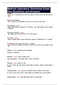 Medical Laboratory Technician Exam One Questions and Answers