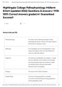 Nightingale College Pathophysiology Midterm EXAM &lpar;updated 2026&rpar; Questions & Answers &vert; With 100&percnt; Correct Answers graded A&plus; Guaranteed Success&excl;&excl;