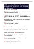 AMT&colon; American Medical Technologist Study Guide Questions with Answers 100&percnt; Correct