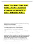 Neuro Test Bank&period; Exam Study  Guide &ndash; Practice Questions  with Answers&period; GRADED A&plus;&period;  Latest 2026&sol;2027 Update&period; 