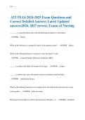 ATI TEAS 2024-2025 Exam Questions and  Correct Detailed Answers Latest Updated  answers2026&comma; 2027 newest&comma; Exams of Nursing