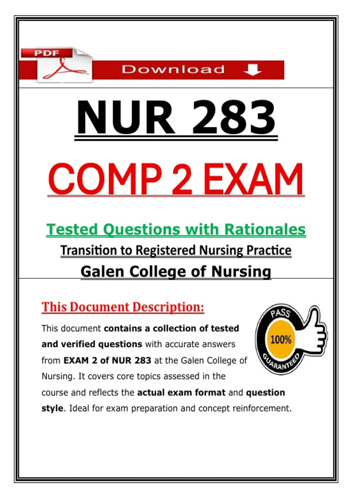 NUR 283 Comp 2 Exam Transition to RN Practice (2026) PDF | Nursing ...