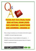 Florida ALF Core Exam 300&plus; Questions & Answers &lpar;2026&rpar; &ndash; Regulations&comma; Resident Care&comma; Medication&comma; Compliance &lpar;ALF Core&rpar; &ndash; Florida Assisted Living