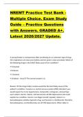 NREMT Practice Test Bank -  Multiple Choice&period; Exam Study  Guide &ndash; Practice Questions  with Answers&period; GRADED A&plus;&period;  Latest 2026&sol;2027 Update&period;  
