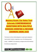 Colorado Car Sales Exam 300&plus; Questions & Answers &lpar;2026&rpar; &ndash; Dealer Laws&comma; Licensing&comma; Advertising&comma; Compliance &lpar;Auto Sales&rpar; &ndash; Colorado Dealer Licensing