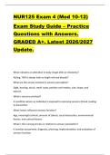 NUR125 Exam 4 &lpar;Mod 10-12&rpar;  Exam Study Guide &ndash; Practice  Questions with Answers&period;  GRADED A&plus;&period; Latest 2026&sol;2027  Update&period;  