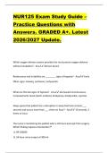 NUR125 Exam Study Guide &ndash;  Practice Questions with  Answers&period; GRADED A&plus;&period; Latest  2026&sol;2027 Update&period; 