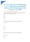  NLN NEX Math Exam V2 2026&sol;2027 Actual Exam - Complete Questions with Detailed Rationales &vert; 100&percnt; Verified Graded A&plus; Pass Guaranteed - A&plus; Graded