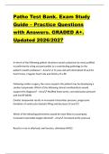 Patho Test Bank&period; Exam Study  Guide &ndash; Practice Questions  with Answers&period; GRADED A&plus;&period;  Updated 2026&sol;2027 